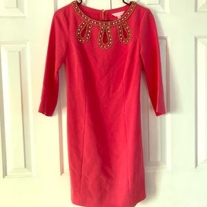 Lilly - Coral/Pink Fitted Lilly Dress